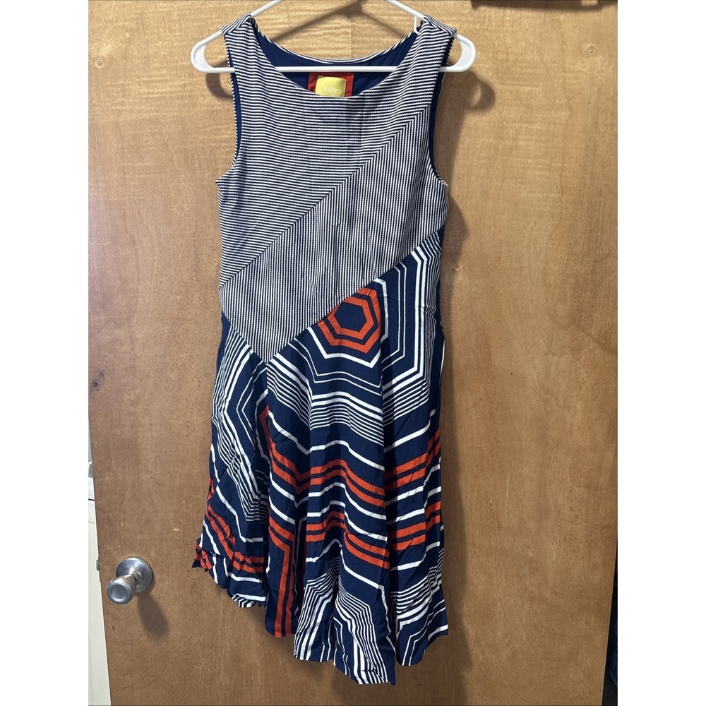 MAEVE Anthropologie Red White Blue Dress Size Small Nautical Stripe Sleeveless‎